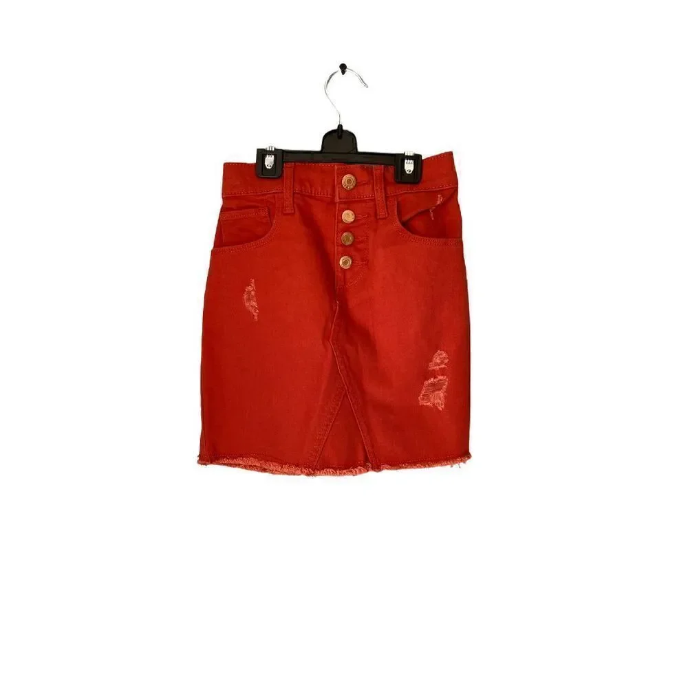 Old Navy girls rust colored distressed adjustable waist skirt/fall colors/size m
